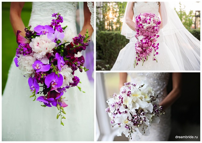букет невесты в фиолетово-белых тонах фото орхидеи