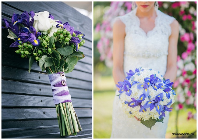 букет невесты в фиолетово-белых тонах фото ирисы