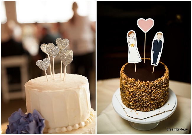 фигурки сердечки на свадебный торт
