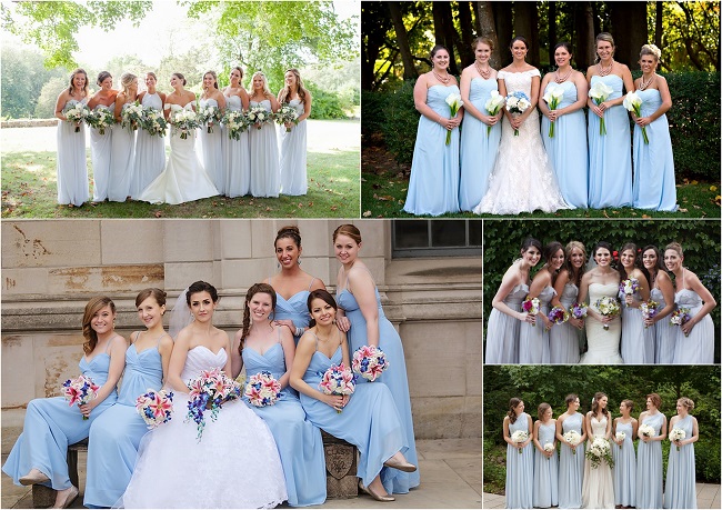 голубой цвет платья для подружек невесты фото