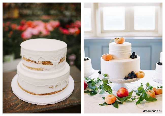белый свадебный торт украшенный фруктами