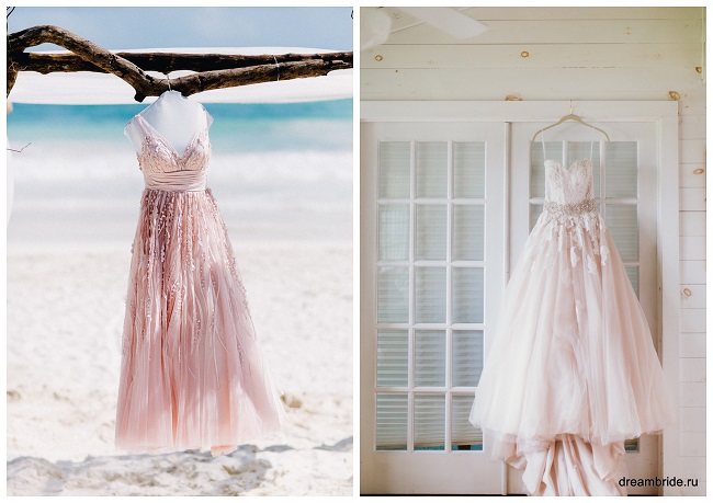 воздушное нежно-розовое свадебное платье