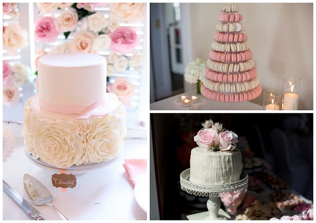 нежно-розовый свадебный торт