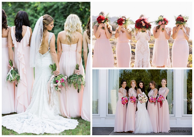 розовые платья для подружек невесты