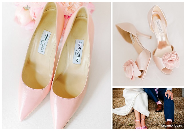 розовые свадебные туфли