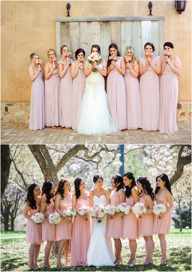 пастельные розовые платья подружек невесты