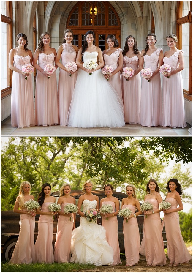 пастельные розовые платья подружек невесты