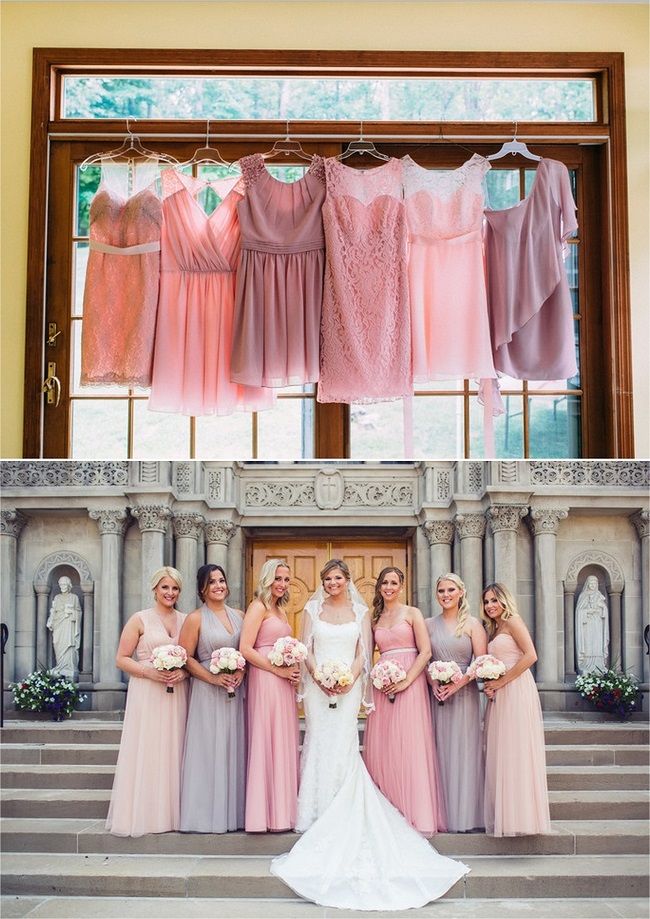 пастельные цвет платья для подружек невесты фото