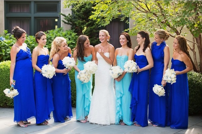 платья подружек невесты синего цвета градиент