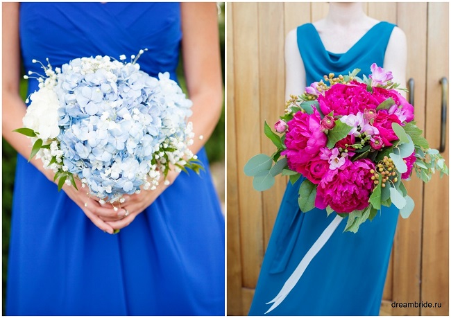ярко синие платья подружек невесты