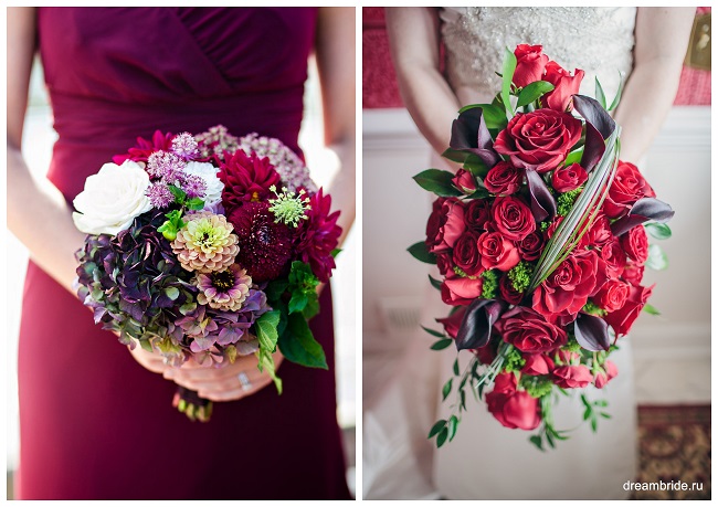 свадьба в бордовом цвете фото букет невесты цвета марсала