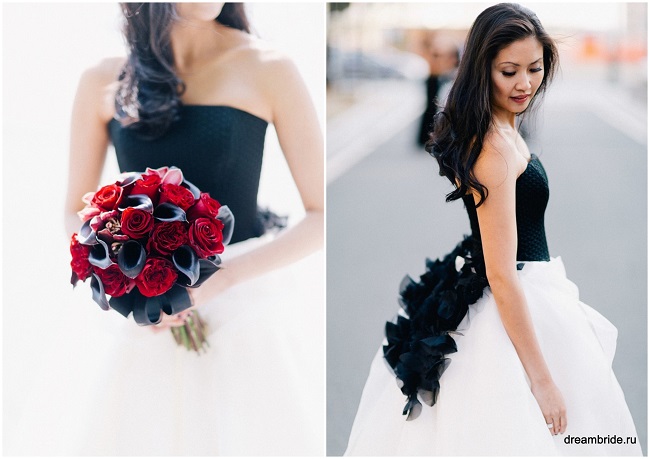 черно-белое свадебное платье
