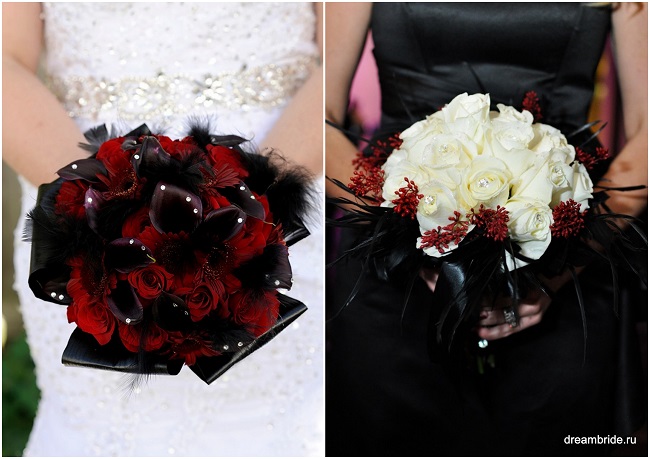 букет невесты в черно-красном цвете