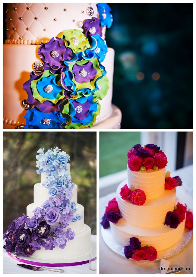 фиолетовый декор свадебного торта