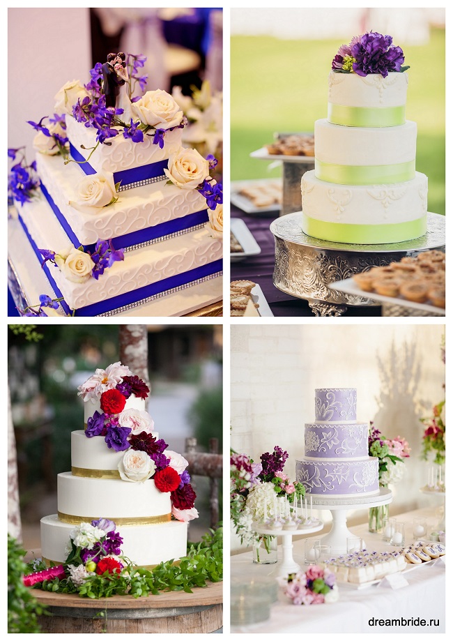 украшение свадебного торта в фиолетовом цвете
