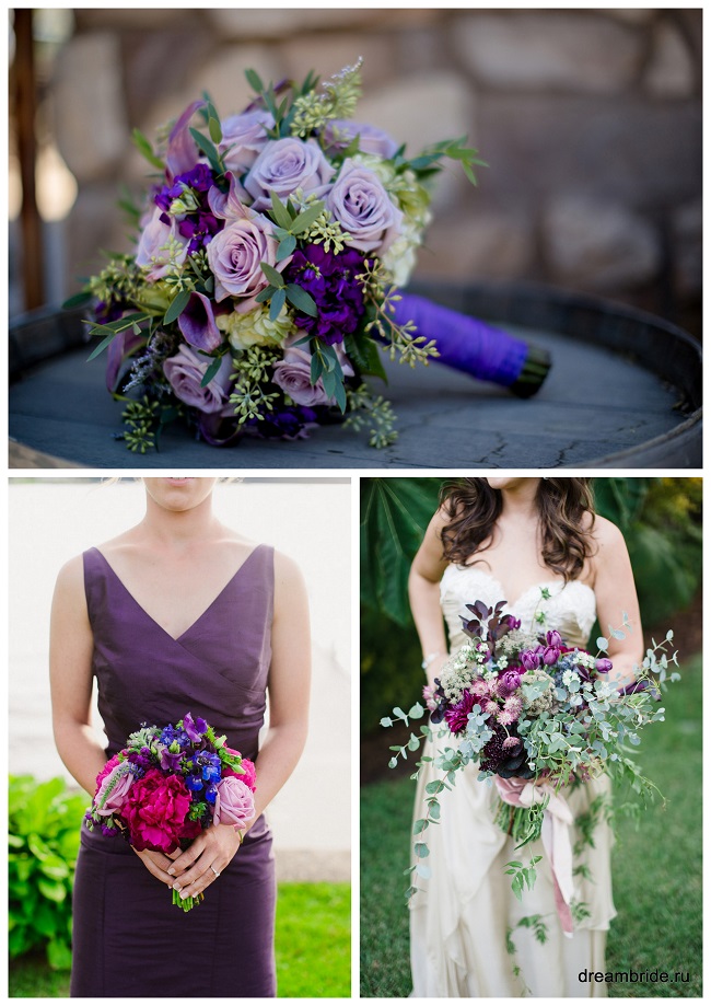 красивые фиолетовые букеты невесты