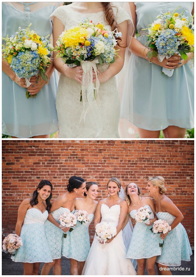 голубые свадебные платья подружек невесты фото