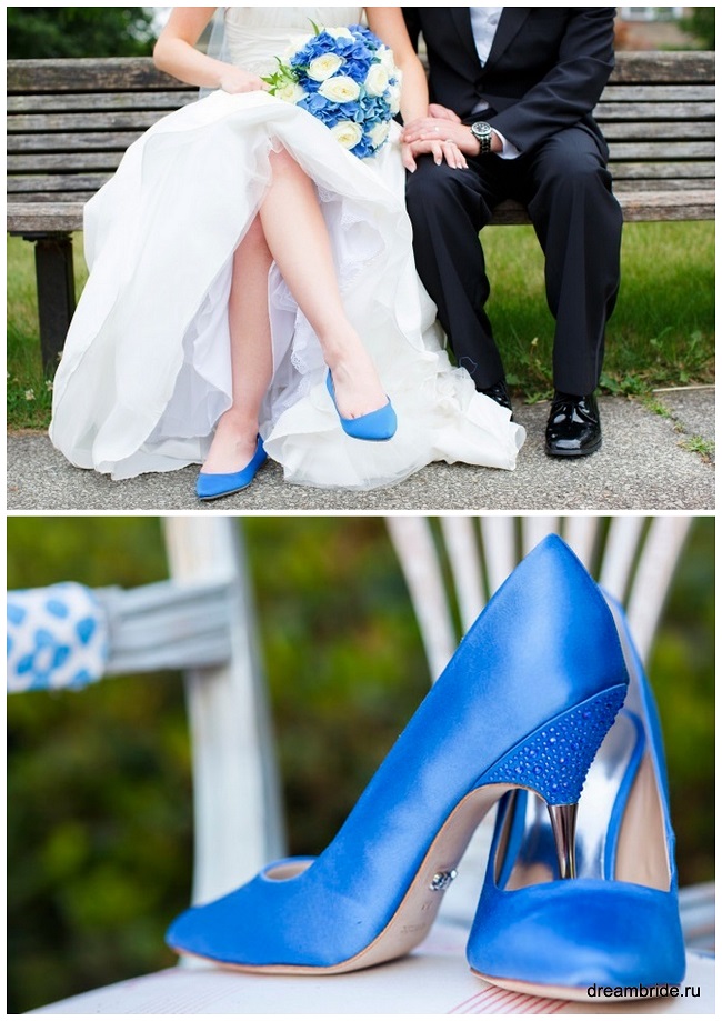 голубые свадебные туфли