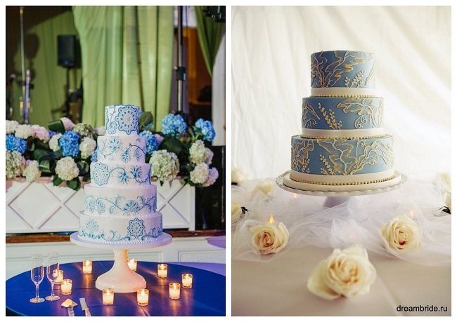 голубой свадебный торт