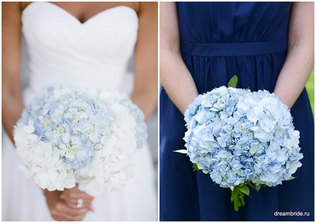 нежно-голубые букеты невесты