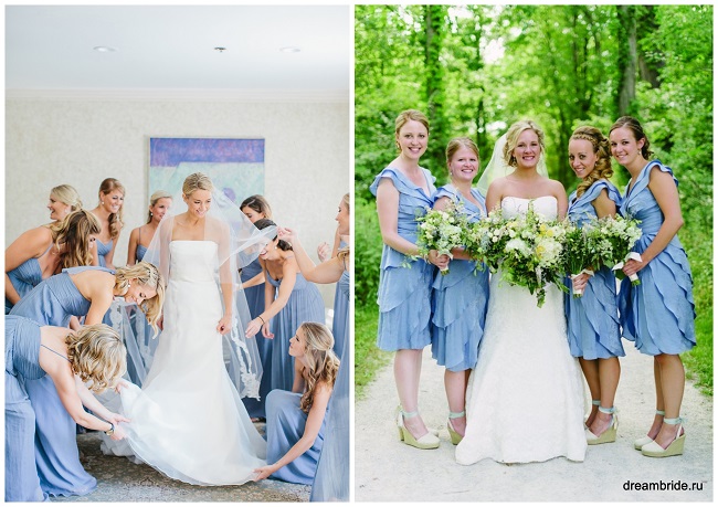 нежно-голубые платья для подружек невесты