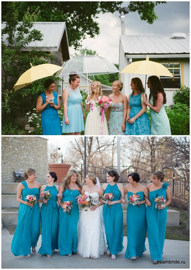 красивые голубые платья для подружек невесты