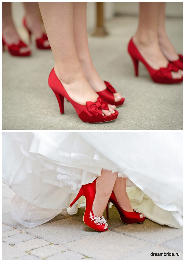 открытые красные туфли на свадьбу