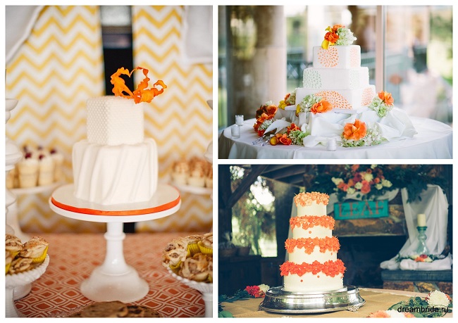 свадебной торт с оранжевым декором