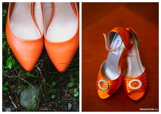 оранжевые туфли и босоножки на свадьбу