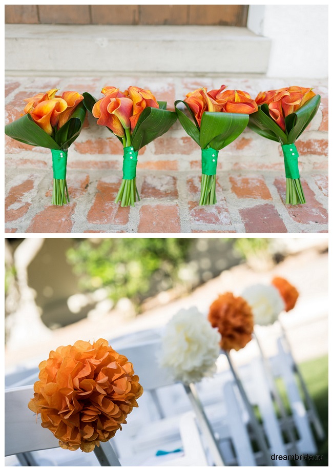 оранжевые каллы для букета невесты 
