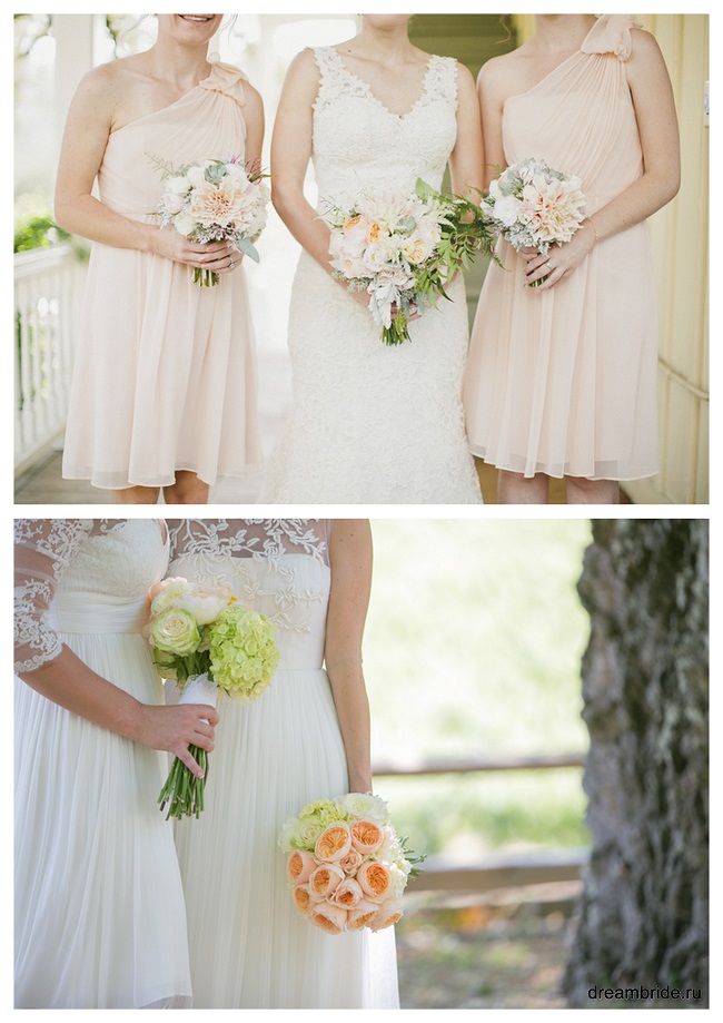 светло-персиковые платья подружек невесты