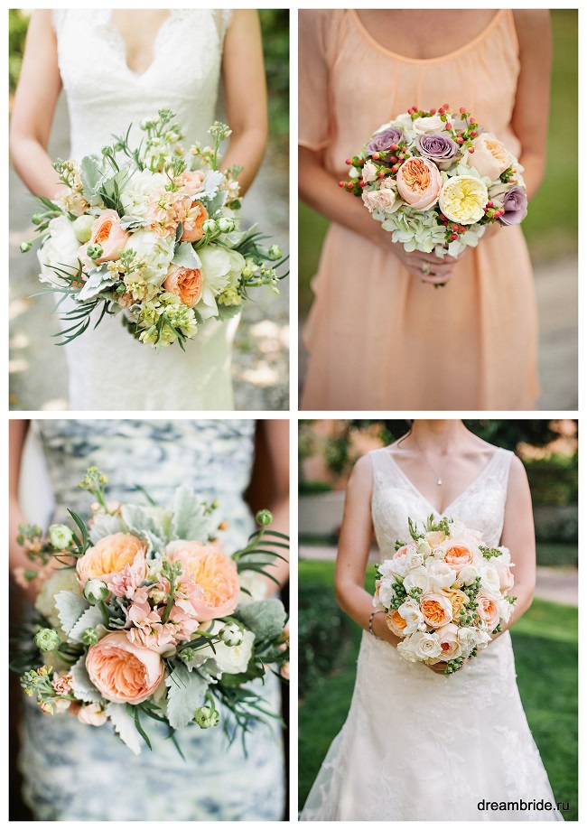 букеты невесты в персиковом цвете фото