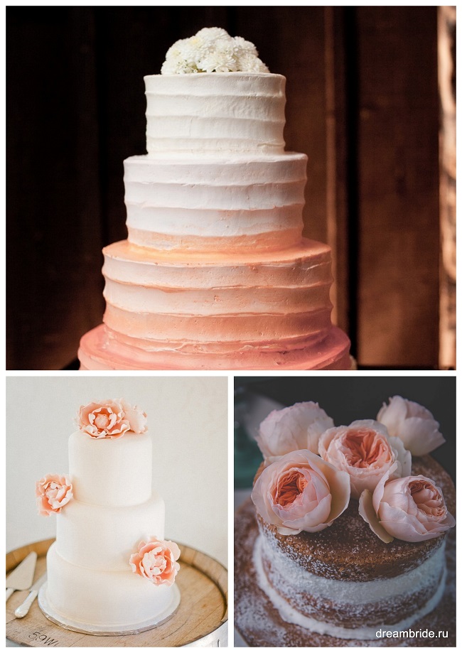 торт украшенный персиковыми цветами