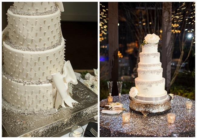 свадебный торт с серебряным декором