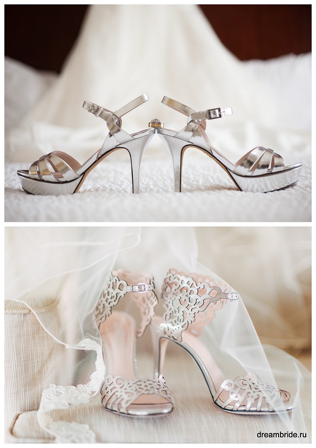 серебряные свадебные босоножки на свадьбу