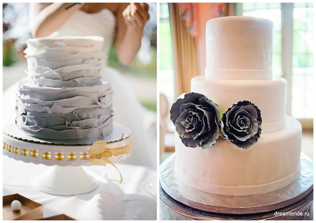 серый градиентный свадебный торт 