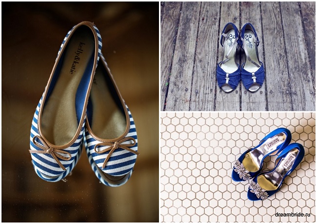 красивые синие свадебные туфли
