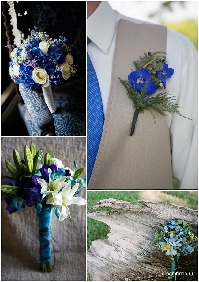 свадебный букет в синем цвете