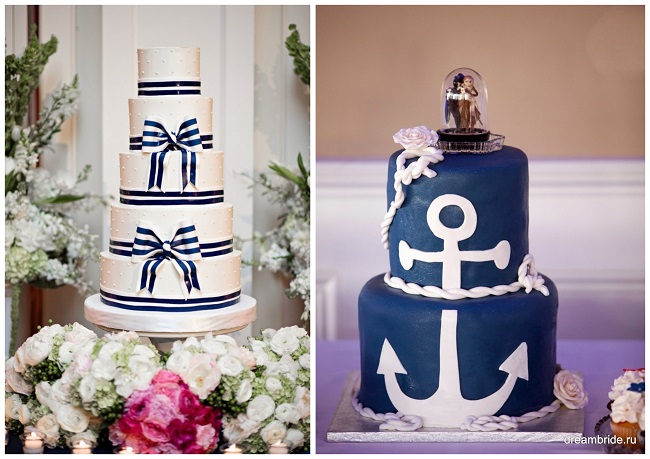 свадебный торт с синим узором