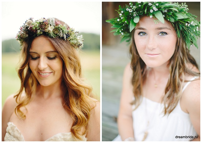 зеленые венки на голову для невесты