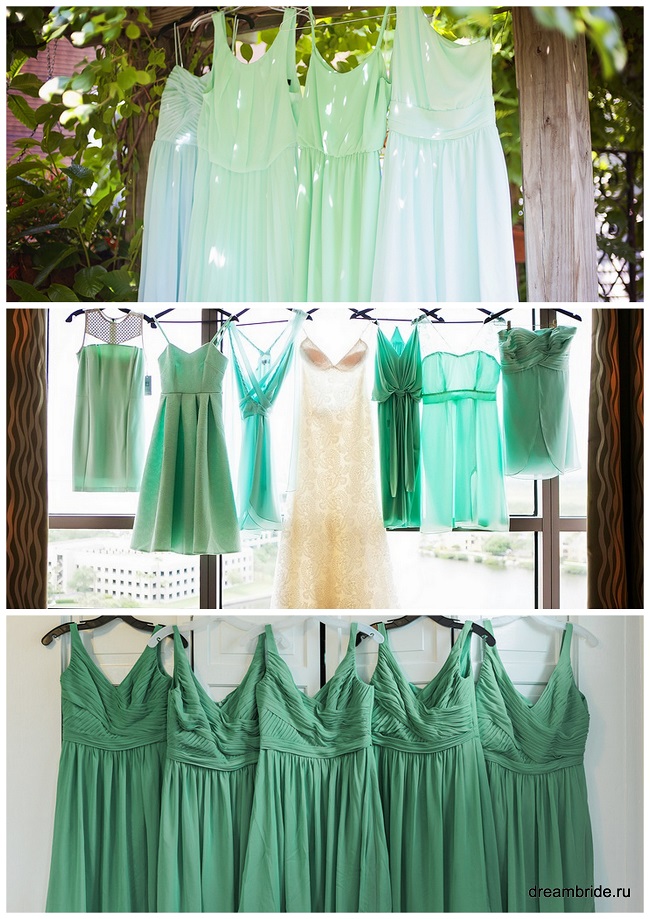 короткие зеленые платья подружек невесты
