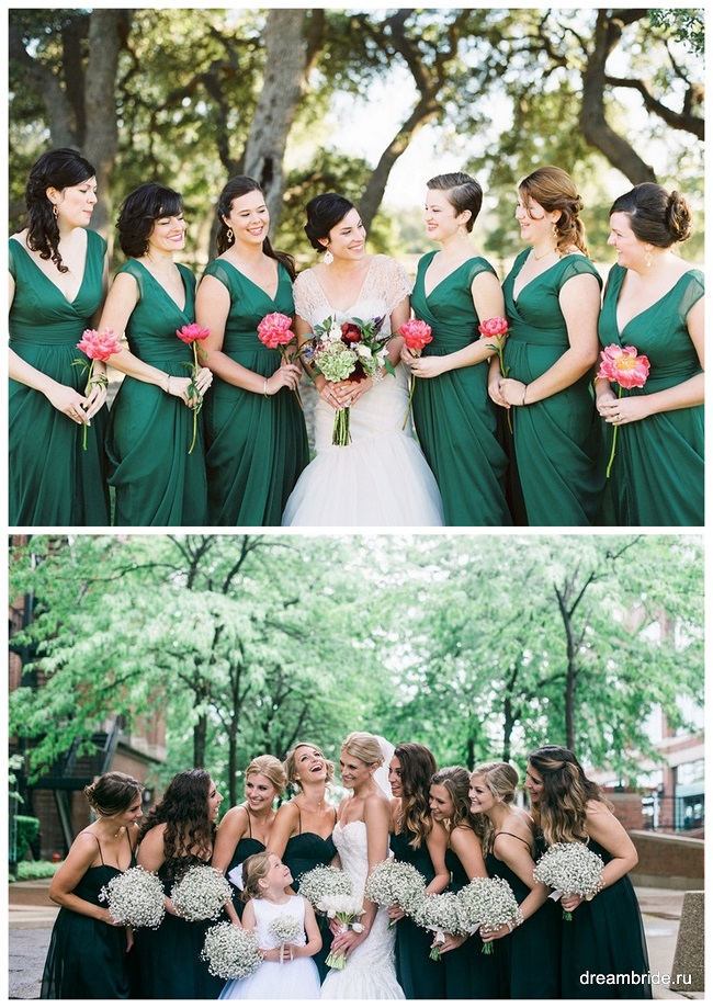 вечерние зеленые платья подружек невесты