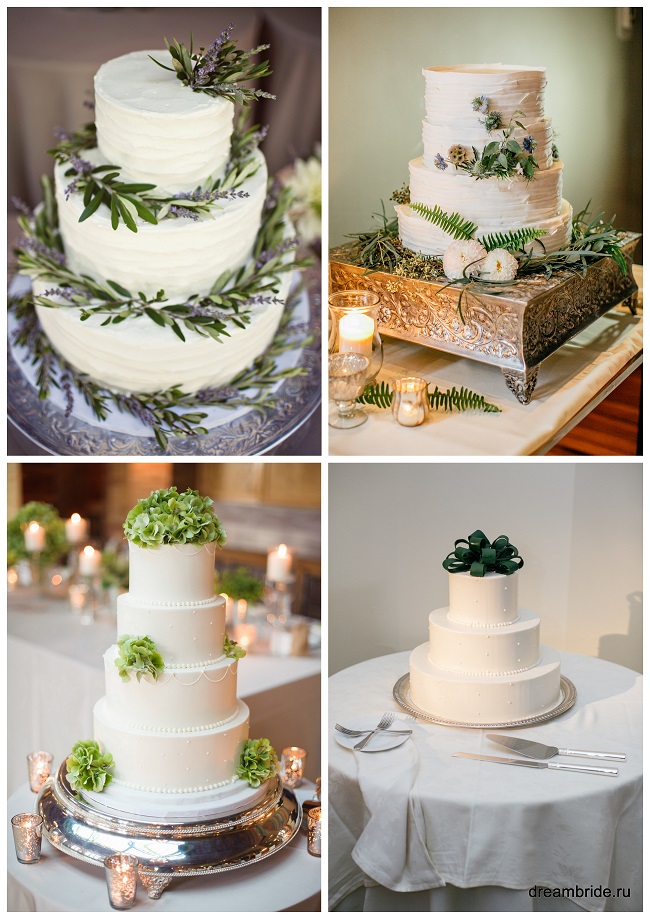 оформление свадебного торта зеленью