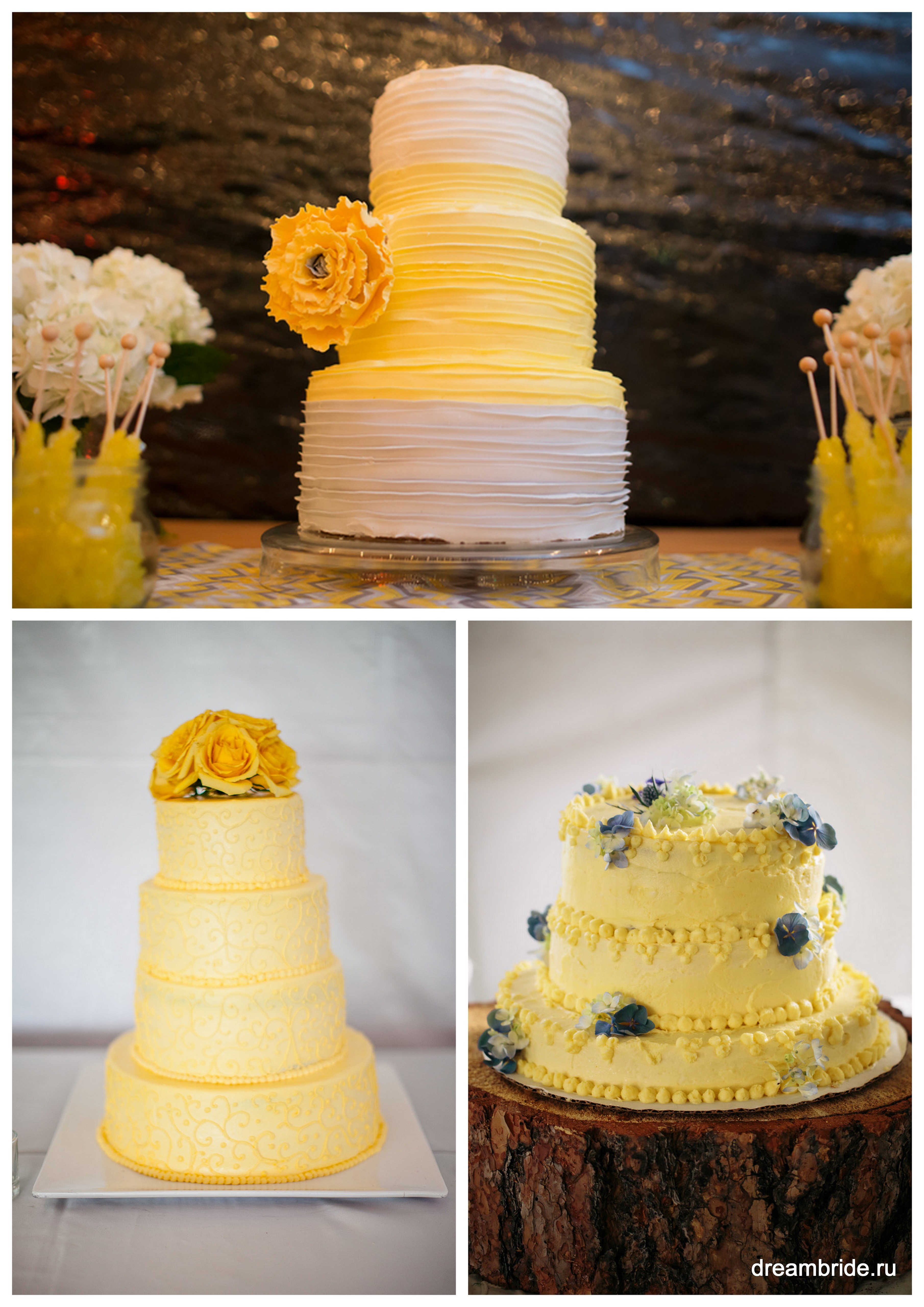 желтое украшение свадебного торта