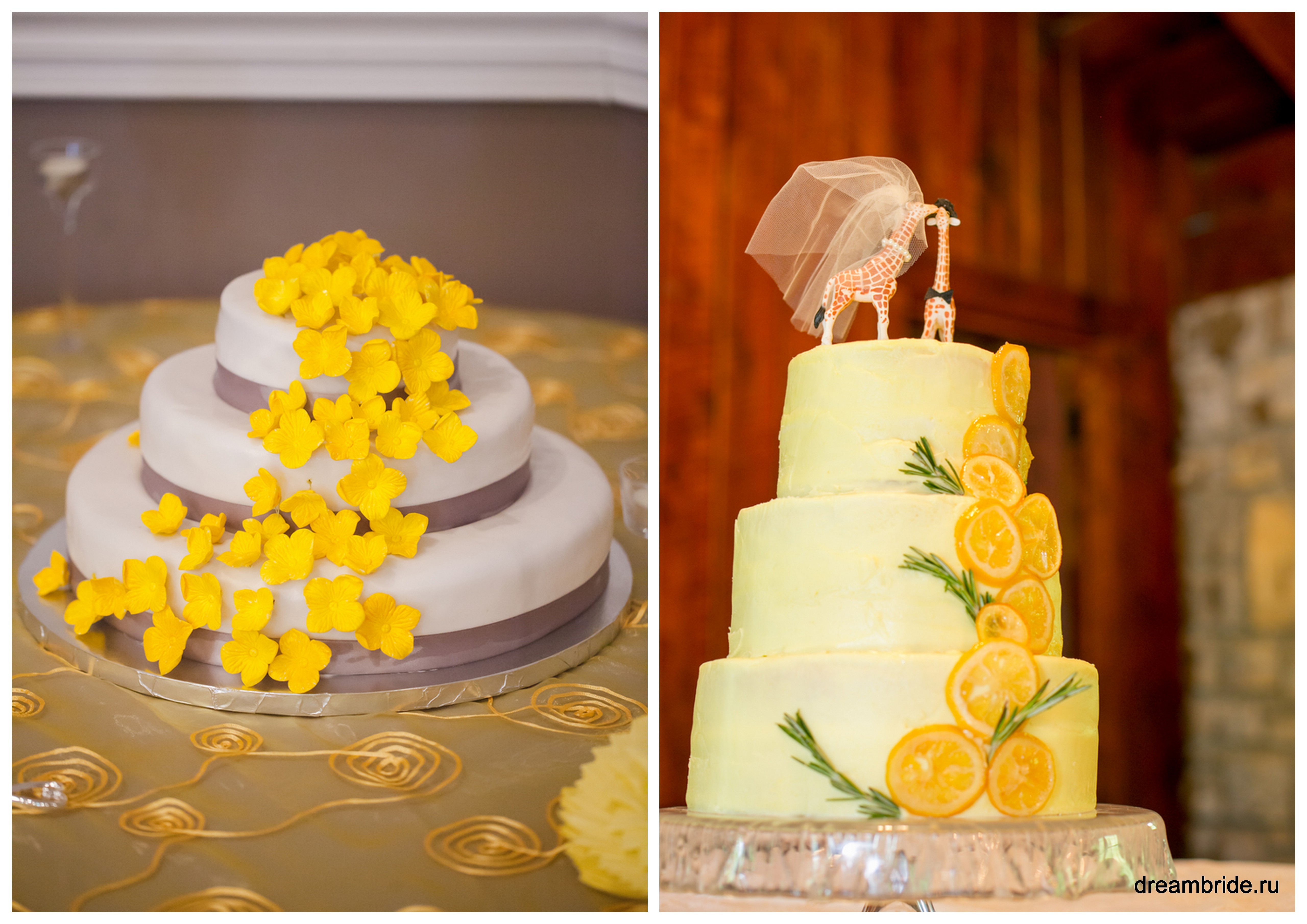 желтый декор свадебного торта