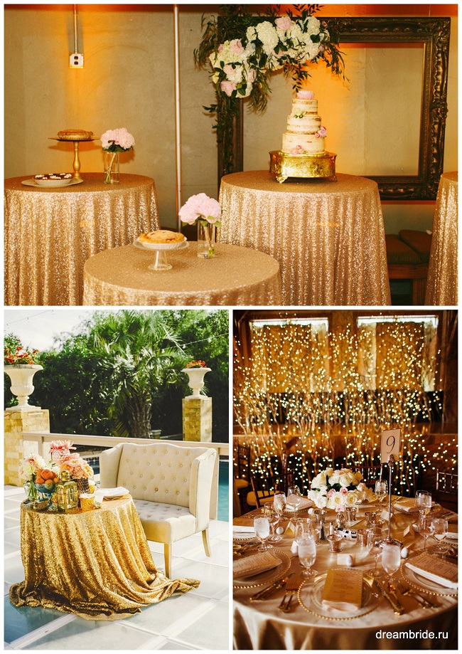 примеры оформления свадьбы в золотом цвете