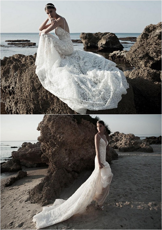 свадебное платье русалка с кружевом и открытой спиной