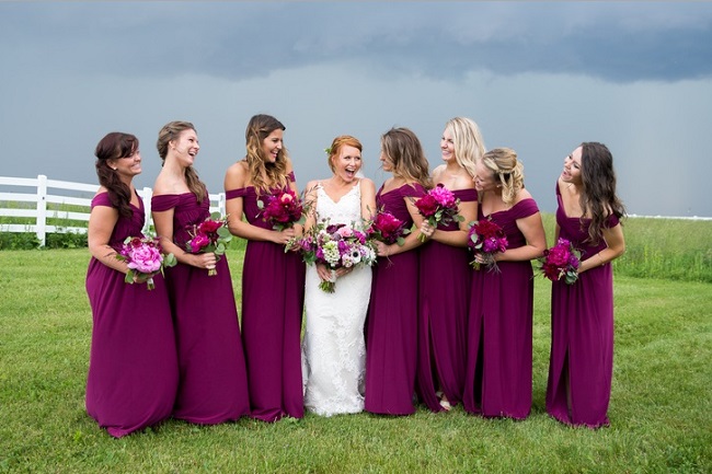 цвет фуксия платья для подружек невесты фото